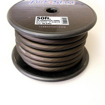 Turbostart 0AWGCCA-50BLK 50' 1/0 AWG Gauge BLACK Cable, 10%/90% BCCA - Showtime Electronics