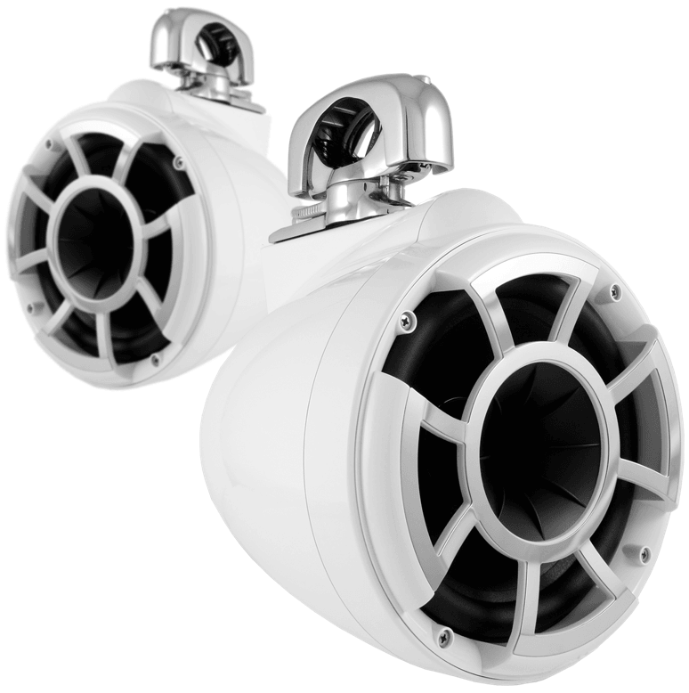 Wetsounds REV 10 W-SC V2 10" 600W White Tower Speaker w/TC3 Swivel Clamps - Showtime Electronics