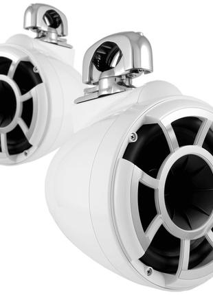 Wetsounds REV 8 W-SC 8" 400W White Tower Speaker w/TC3 Mini Swivel Clamps - Showtime Electronics