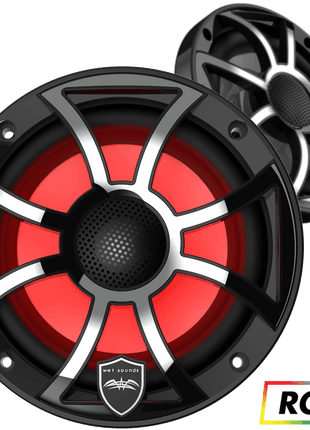 Wetsounds REVO 6-XS-B-SS 6.5" 300W Marine/Boat RGB Coaxial Speakers+Black XS Grills - Showtime Electronics