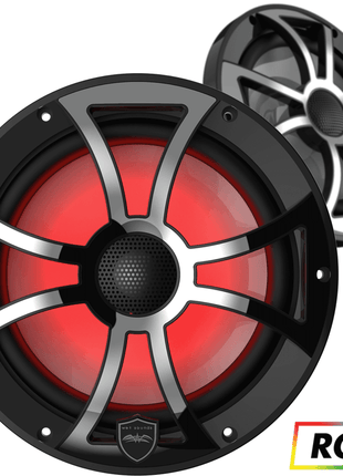 Wetsounds REVO 8-XS-B-SS 8" 300W Marine RGB Coaxial Speakers+Black/Stainless Grills - Showtime Electronics