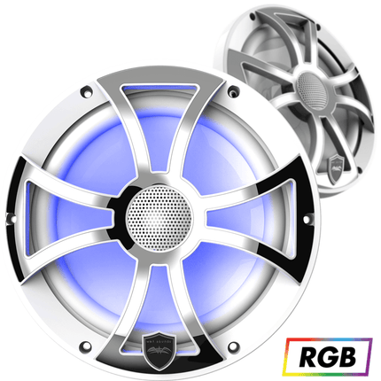 Wetsounds REVO 8-XS-W-SS 8" 300W Marine RGB Coaxial Speakers+White/Stainless Grills - Showtime Electronics