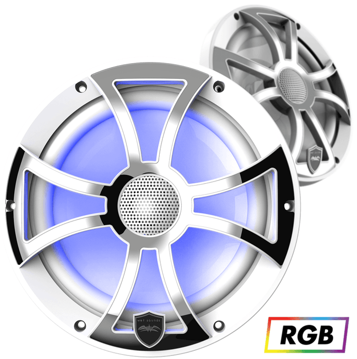 Wetsounds REVO 8-XS-W-SS 8" 300W Marine RGB Coaxial Speakers+White/Stainless Grills - Showtime Electronics