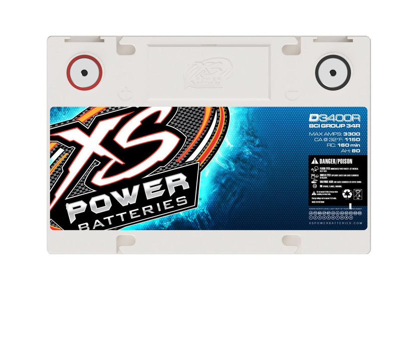 XS Power D3400R 12V 3300A Reverse Polarity AGM Car Audio Battery/Powercell G 34 - Showtime Electronics