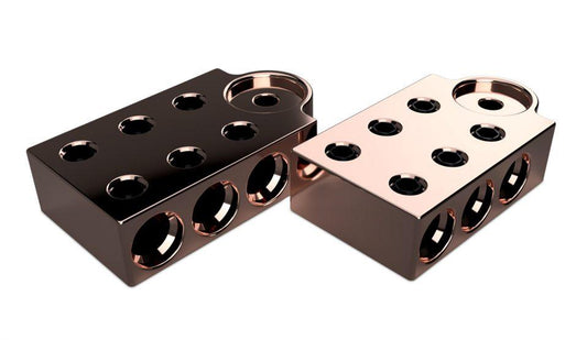 XS Power TB-706V1 PAIR of 6-Spot 1/0 M6/M8 Copper Terminal Blocks TB706V1 - Showtime Electronics