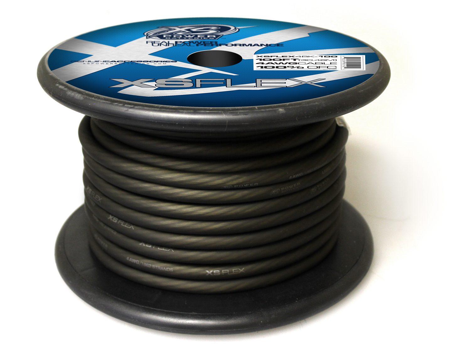 XS Power XSFLEX4BK-100 Black 100Feet 4 Gauge Oxygen Free Copper OFC Cable XSFLEX - Showtime Electronics