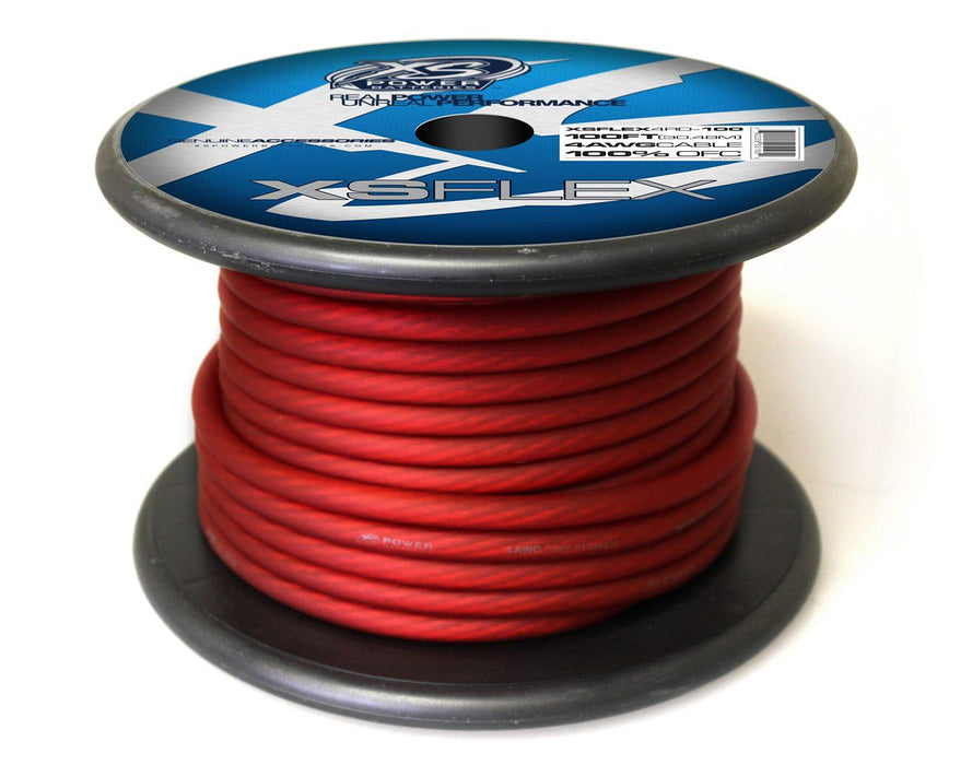 XS Power XSFLEX4RD-100 Red 100 Feet 4 Gauge Oxygen Free Copper OFC Cable XSFLEX - Showtime Electronics